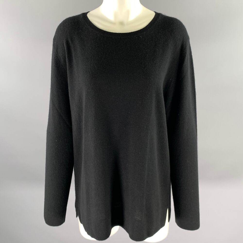 NEIMAN MARCUS Size XL Black Cashmere Crewneck Sweater